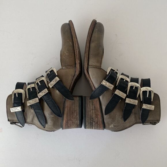 Freebird by Steven Scarlett Olive Brown Multi-Buckle Ankle Boots 8 Boho Western - Picture 10 of 13
